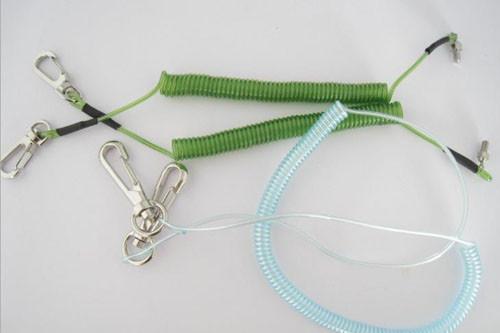 Plastic coated and stainless steel wire spiral cord fishing tool holder spring tool leash