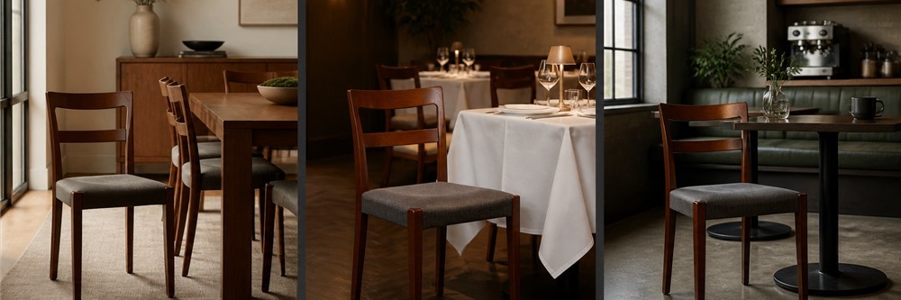 Curved Double-Slat Upholstered Dining Chair  CYC-064