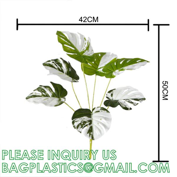 Palm Leaves Artificial Tropical Monstera-84Pcs 6 Kinds Large Small Green Fake Palm Leaf with Stems for Safari Jungle