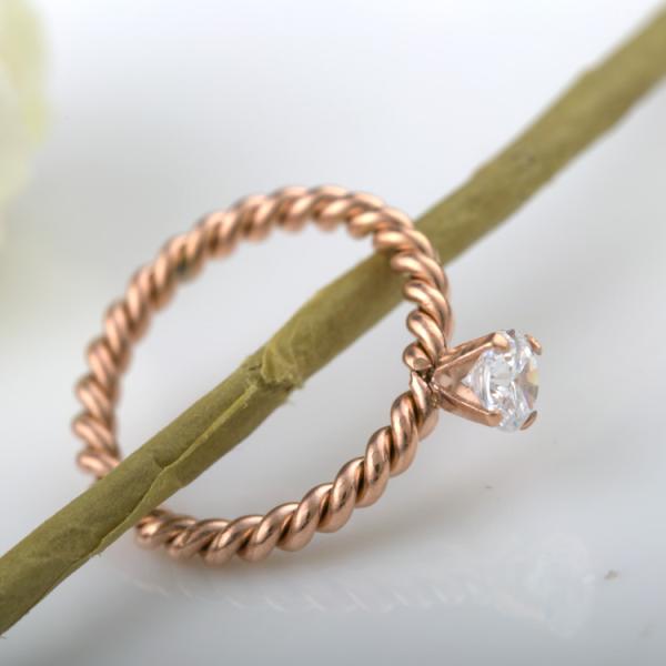 Twist Desigin Ring, Fashion Accessories Couples Jewelry Weaved Rose Gold Diamond Ring