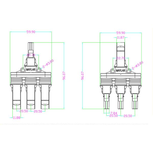 One In Four Solar Panel Connectors Male Female Parallel Branch Connectors ODM OEM