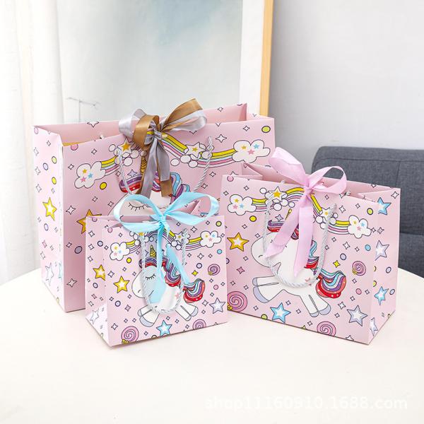 Cute Gift Bag Cartoon Gift Bag Children'S Packaging Bag Unicorn Animal Handbag Paper Bag
