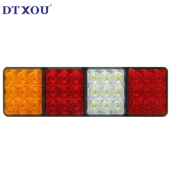 Red Yellow 12V 24V 3 Holes LED Tail Lights For Trucks