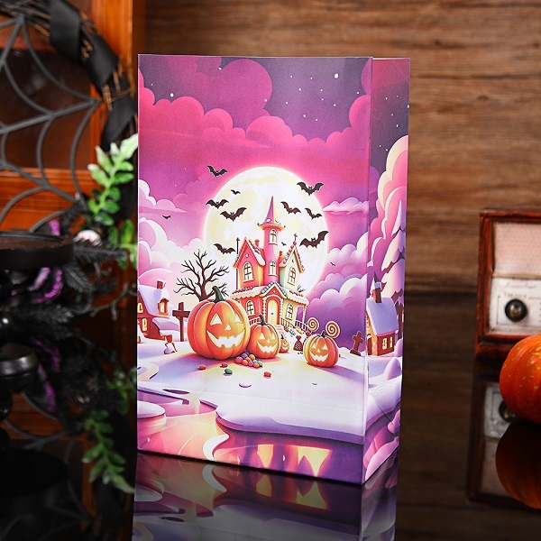 Halloween Paper Gift Bags with Sealing Stickers for Treat Packaging