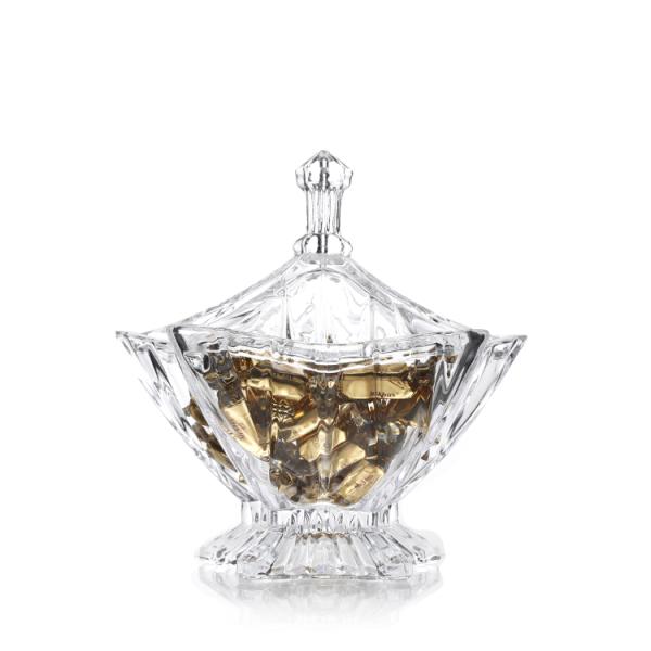 Винтажная прозрачная стеклянная конфета раздражает маяк формирует домашнюю пользу