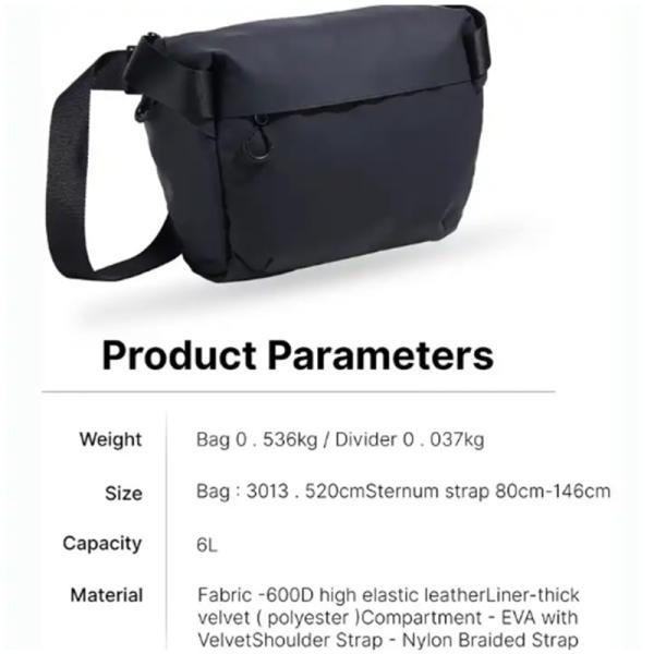 Fashion Black Outdoor Small Camera Messenger Bag Waist Adjustable Strap For Travel