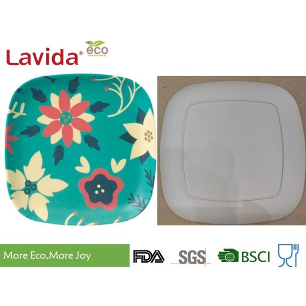 Thick and heavy Food Grade Christmas Bamboo Fibre square Food Plate Meal Serving dish Plastic dish