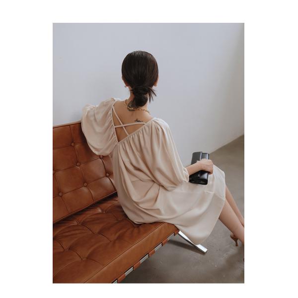 Five Point Sleeve Loose Women'S Beachwear Dresses Backless Stitching French Style Dress