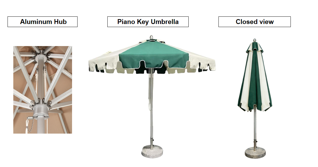 8FT Square Patio Umbrella with Keyhole Valance Design for Garden Deck Porch and Resort