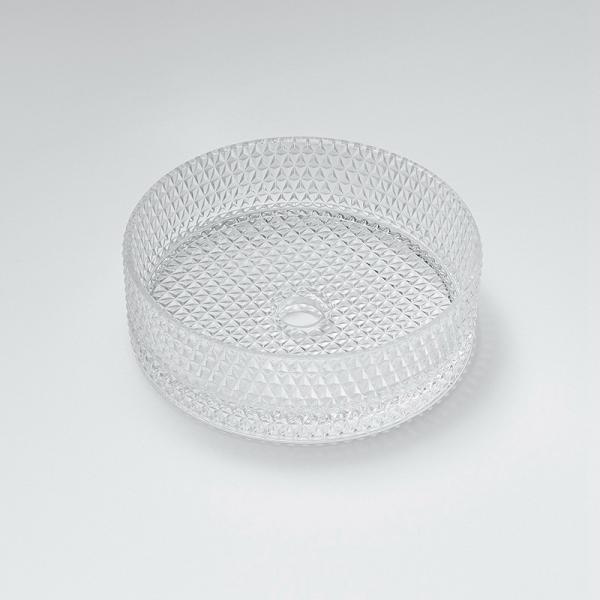 a mão do tampo da mesa de 12mm lava a bacia 15,5 avança a bacia transparente de Crystal Round Bathroom Sink Basin