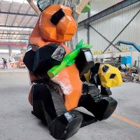 Decoración Animatrónica Modelo Panda Simulado Personalizado Color Naranja