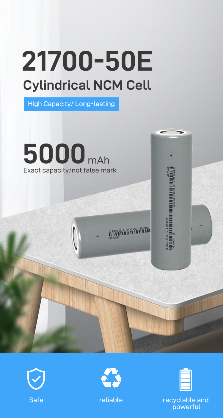 EVE 50E 5000 мАч 21700 Аккумуляторная батарея 3,6 В Высоковольтная батарея