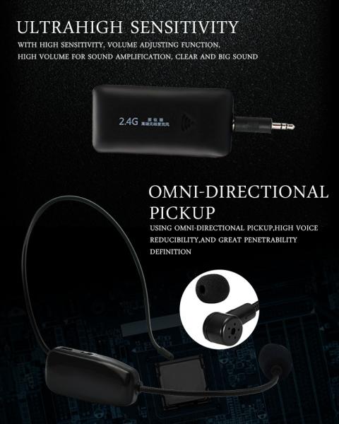 Handheld Headset 2 in 1 2.4G Wireless Microphone Speech Headset Megaphone Mic for Loudspeaker Teach Meeting Tour Guide