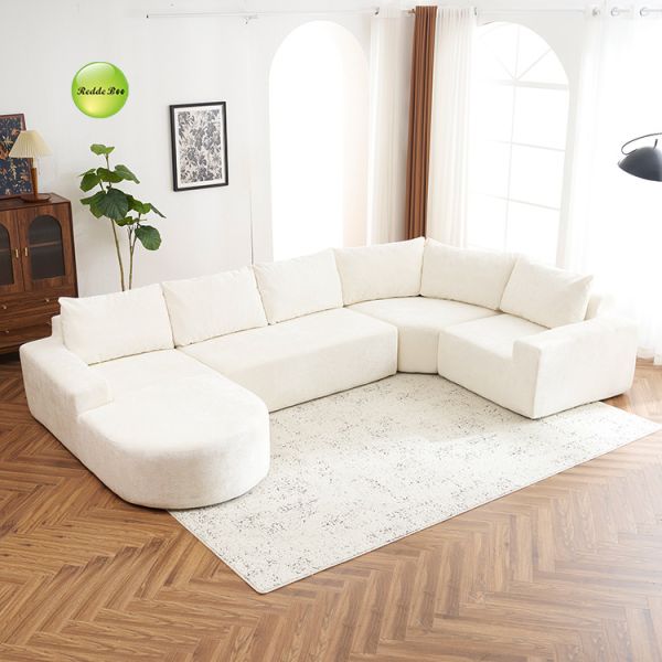 High Resilience Corner Compressed Sofa Fabric L Shaped Couch For Living Room Furniture