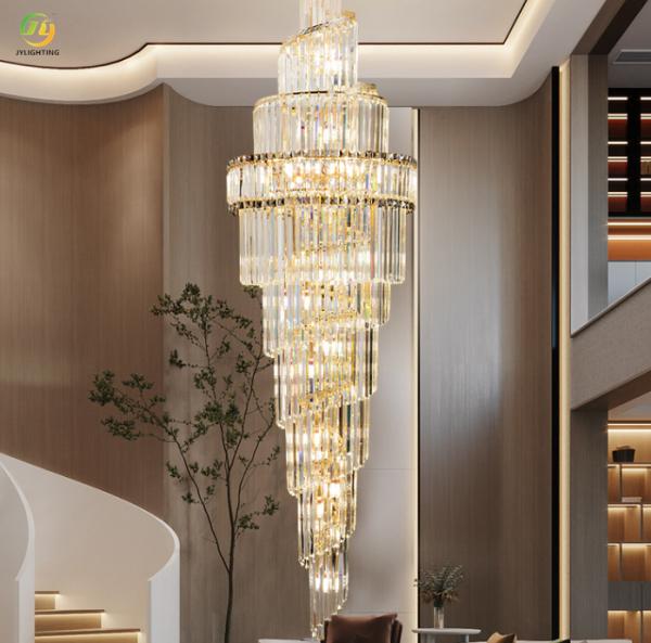 JYLIGHTING Modern Light Luxury Villa Living Room Hollow Chandelier Light Luxury Multi-layer Crystal Villa Stair Chandelier