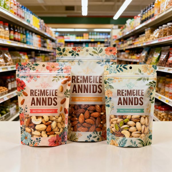 Custom Order Matte Food Grade Plastic Bags Moistureproof Frosted Window Aluminum Composite Ziplock Packaging For Snacks Nut