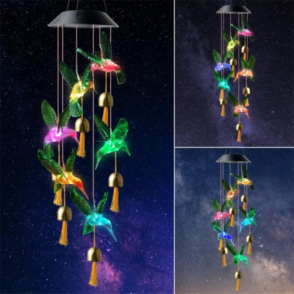 Garden Wind Bell Lamp Solar Wind Chimes Light for Customizable Indoor Butterfly Decor