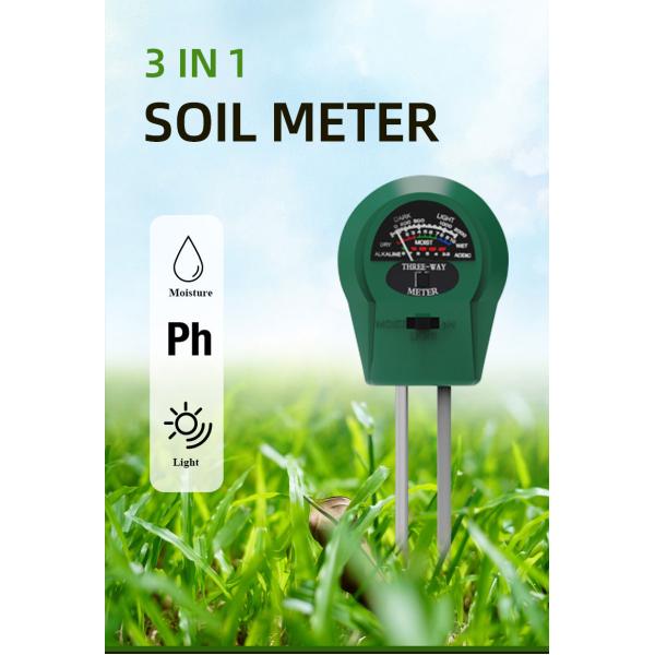 Stainless Steel Tube Probe 3 In 1 Moisture/Light/Ph Tester for Plant/Lawn/Farm/Garden