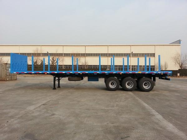 45T Payload 40ft 3 Drum Axles Side Pillars Semi Flatbed Truck Trailer