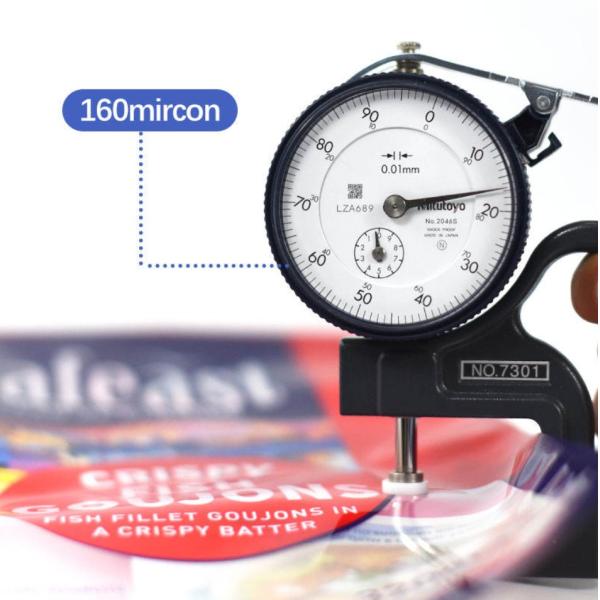 Impresión personalizada de embalaje de alimentos congelados de pescado, pollo y pollo con logotipo de bolsa de plástico sellada de 3 lados