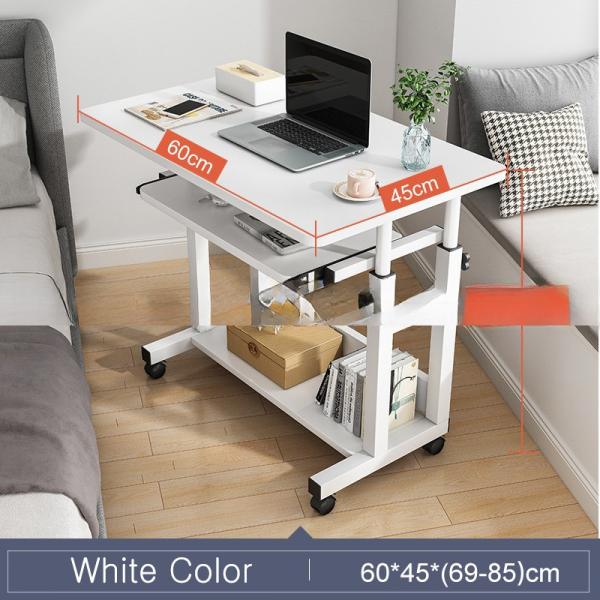 Adjustable DNZ-19 Sofa Side Bed Student Study Table Mobile Wheels Working Station with Wood Desk and Height Adjustment