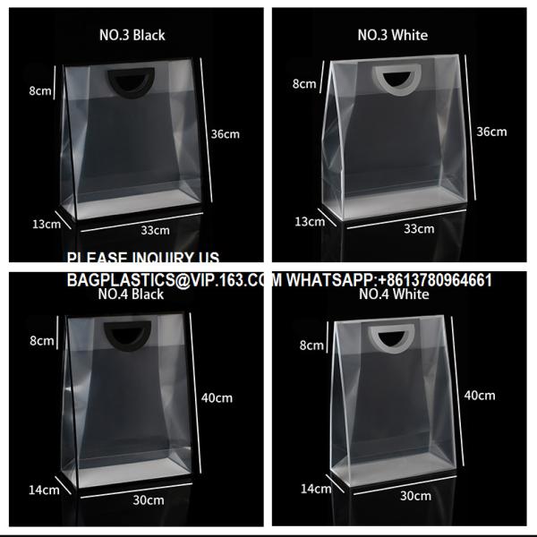 Plastic Tote Bags, Shopping Bags Gift Packaging Bags, PP Environmental Protection Frosted Transparent Bags Custom LOGO