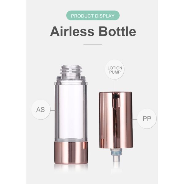 Luxury Rose Gold Airless Pump Bottle 15-20ml Round Airless Lotion Bottle Serum Bottle