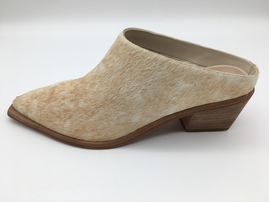 Materiales de cuero Mujeres Mules de tacones, Mules de tacones de 4,5 pulgadas de alto con dedos cerrados