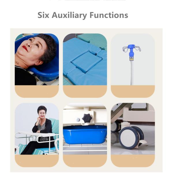 ABS Guardrails Metal Nursing Hospital Adjustable Beds With 4 Castors