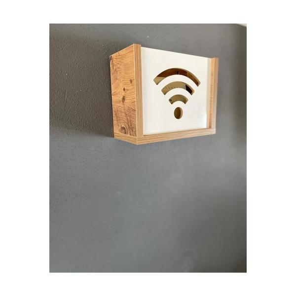 Burned Wall Mounted Router Hide Internet Modem Storage with Wooden Decorative Wifi Box