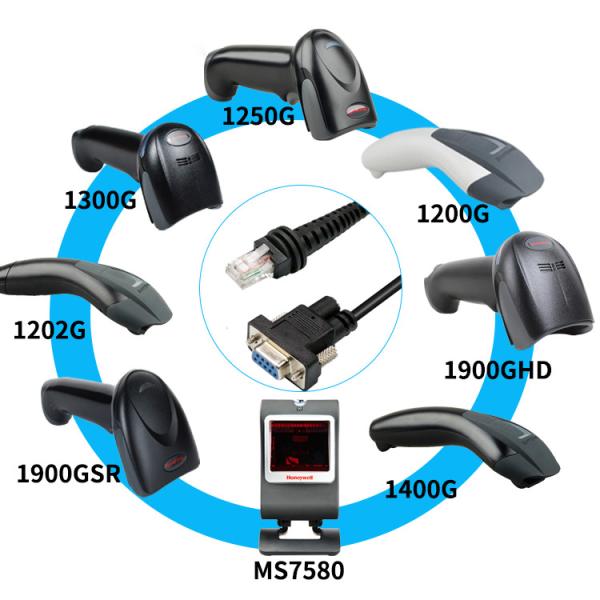 Straight 6.5Ft Barcode Scanner Cables , Rs232 Db9 Cable CBL-020-300-S00