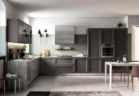 Armoire de cuisine en mélamine en forme de L Armoires de cuisine modernes gris foncé sur mesure