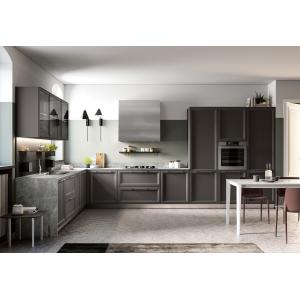 Кухонный шкаф в форме L из меламина Современные кухонные шкафы в темно-сером цвете