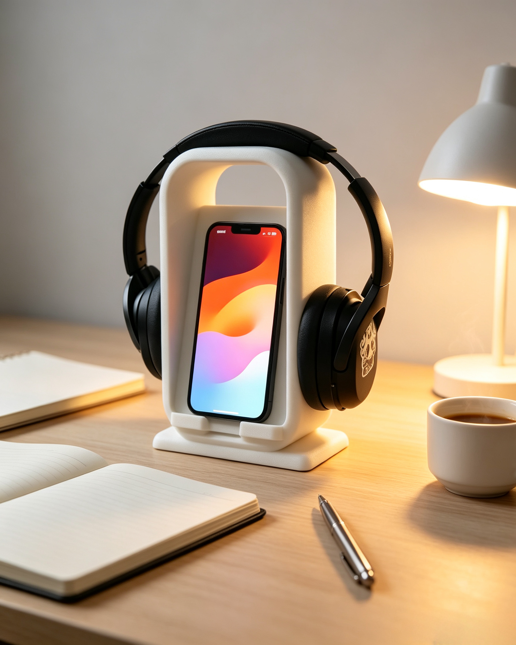 Personalized Digital 3D Printing Rounded Frame Dual Function Phone Headphone Holder