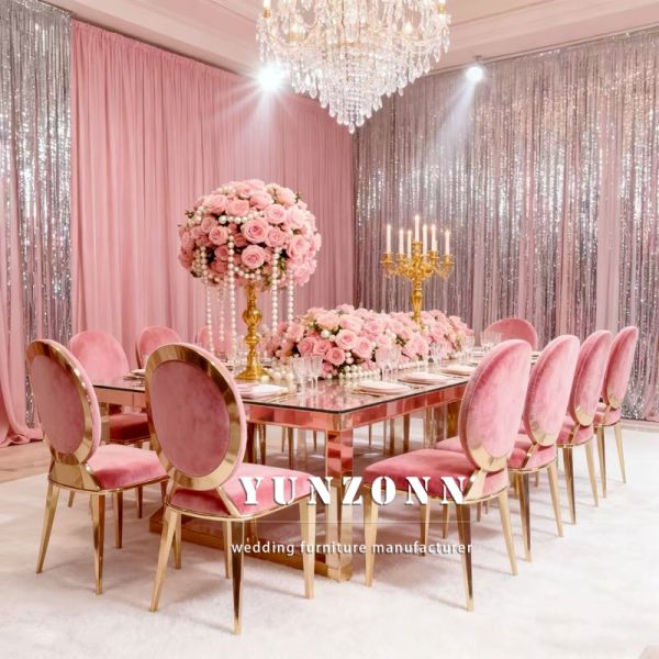 Factory Supply pink and Gold Events Stainless Steel Stackable Chair Gold Luxury Louis Events Banquet Wedding Chairs for Event