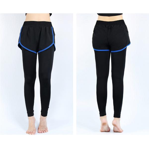 Duas peças falsas Suor Calças de fitness Calças de perna para mulheres Calças de ioga