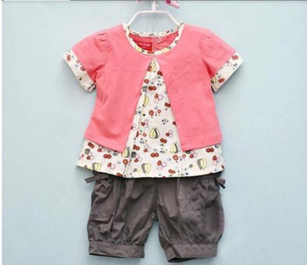 3 Pcs Baby Girls Fruits Pattern Top+Pants+Hat Set Outfits 0-3 Years Clothes