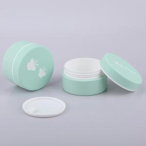 Green / Red 50ml Cream Jar Soft Touch Plastic Cream Container With Butterfly