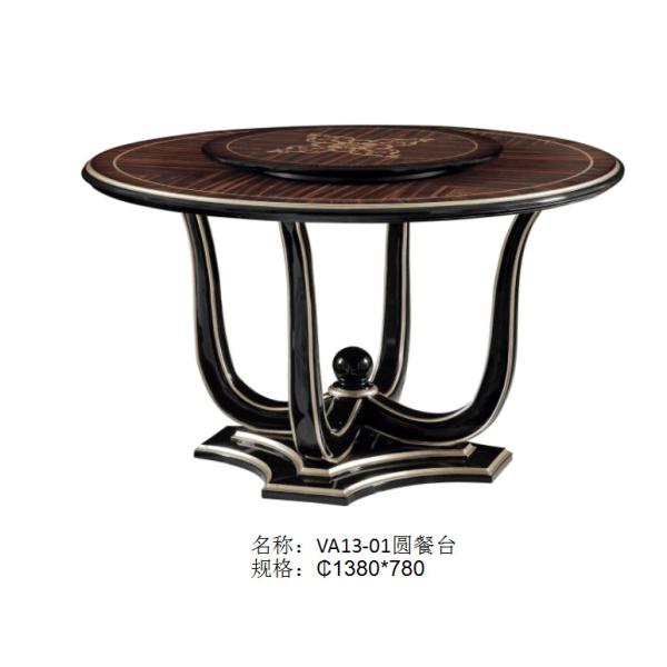 New classic Luxury Furniture Round Dining Tables and Wine Cabinet in glossy painting with Leather Upholstered Chairs