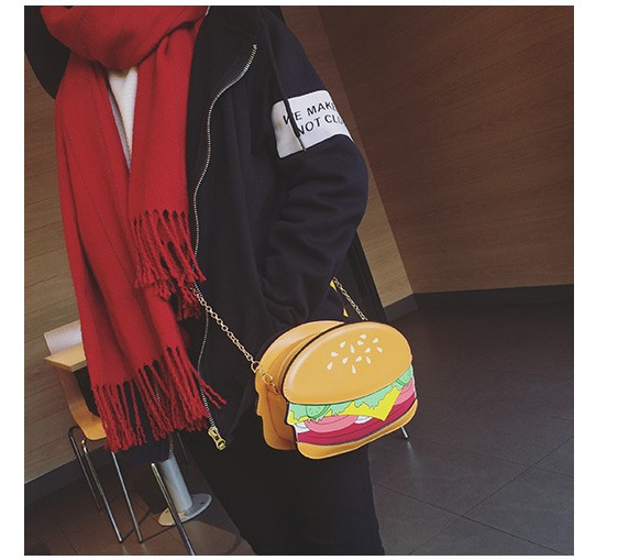 Japan and South Korea trend of 2016 new Ms. shoulder bag leisure wild food burger fries diagonal package female