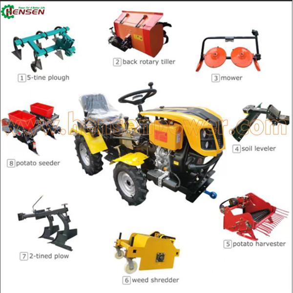Red Compact 4 Wheel Drive Tractors With Corn Seeder 4x4 Mini Tractor