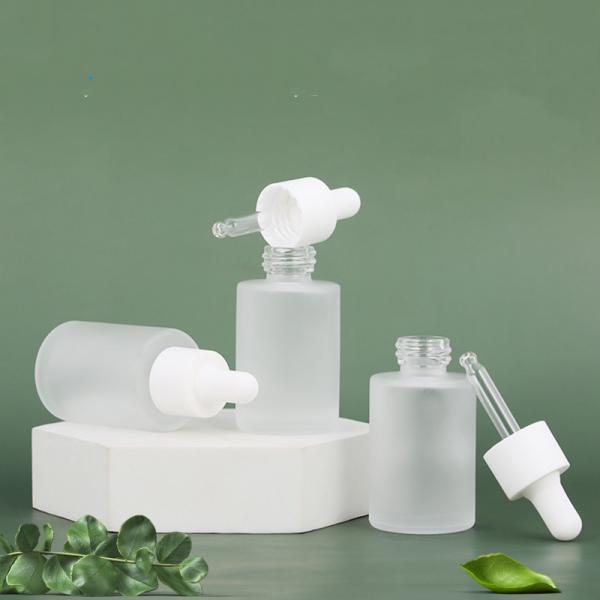 1oz Cylinder Flat Shoulder Frosted Dropper Essential Oil Bottle for Other Cosmetic within Glass Material
