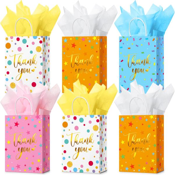 Business Shopping Custom Handmade Flat Bottom Kraft Paper Bags With Thank You Logo Handles
