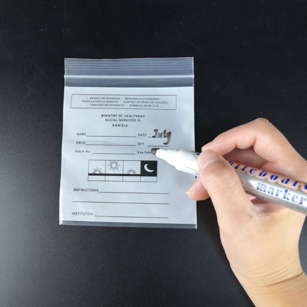 Poly zip-lock imperméable de médecine de sachet en plastique de LDPE pour la distribution de pilule