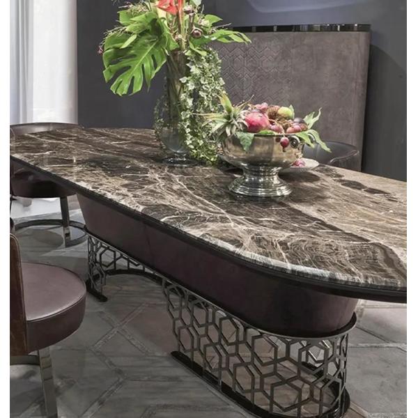 Modern Light Hotel Restaurant Furniture Simple Oval Marble Dining Table
