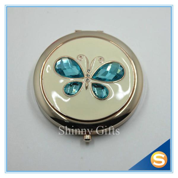 Shinny Gifts Fashionable Fancy Butterfly Design Folding Double Sides Metal Pocket Mirror