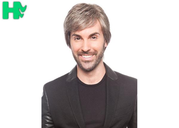 Father’s Day Gift Synthetic Men Short Hair Wigs With Side Bang , Men Hair Wig