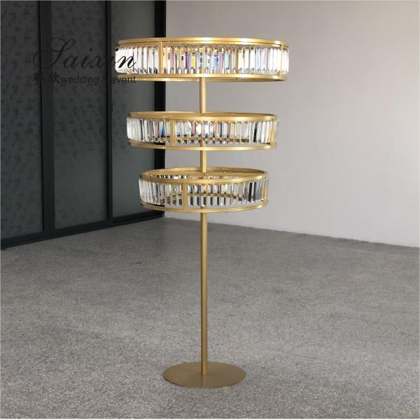 3 Three Layer Crystal Gold Wedding Flower Stands Decoration Centerpieces Tall 150cm