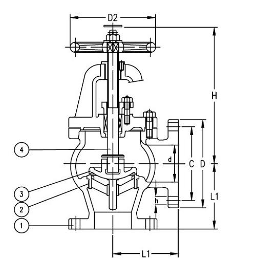 Marine Cast Iron Screw Down Check Angle Valve JIS F7376 10K