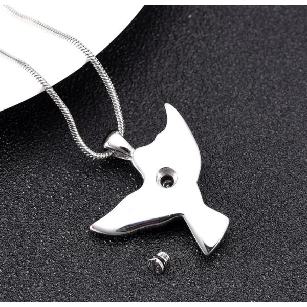 Stainless Steel Flying Bird Cremation Pendant for Ashes Forever Love Keepsake Necklace